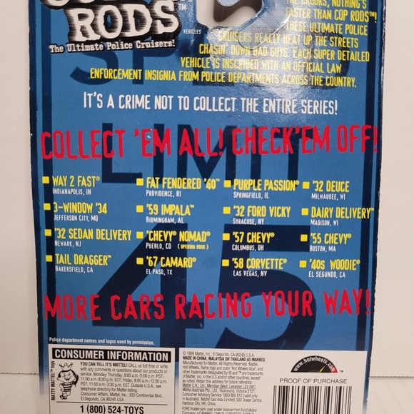 1999 Hot Wheels Cop Rods Indianapolis, IN Way 2 Fast - Picture 5 of 5